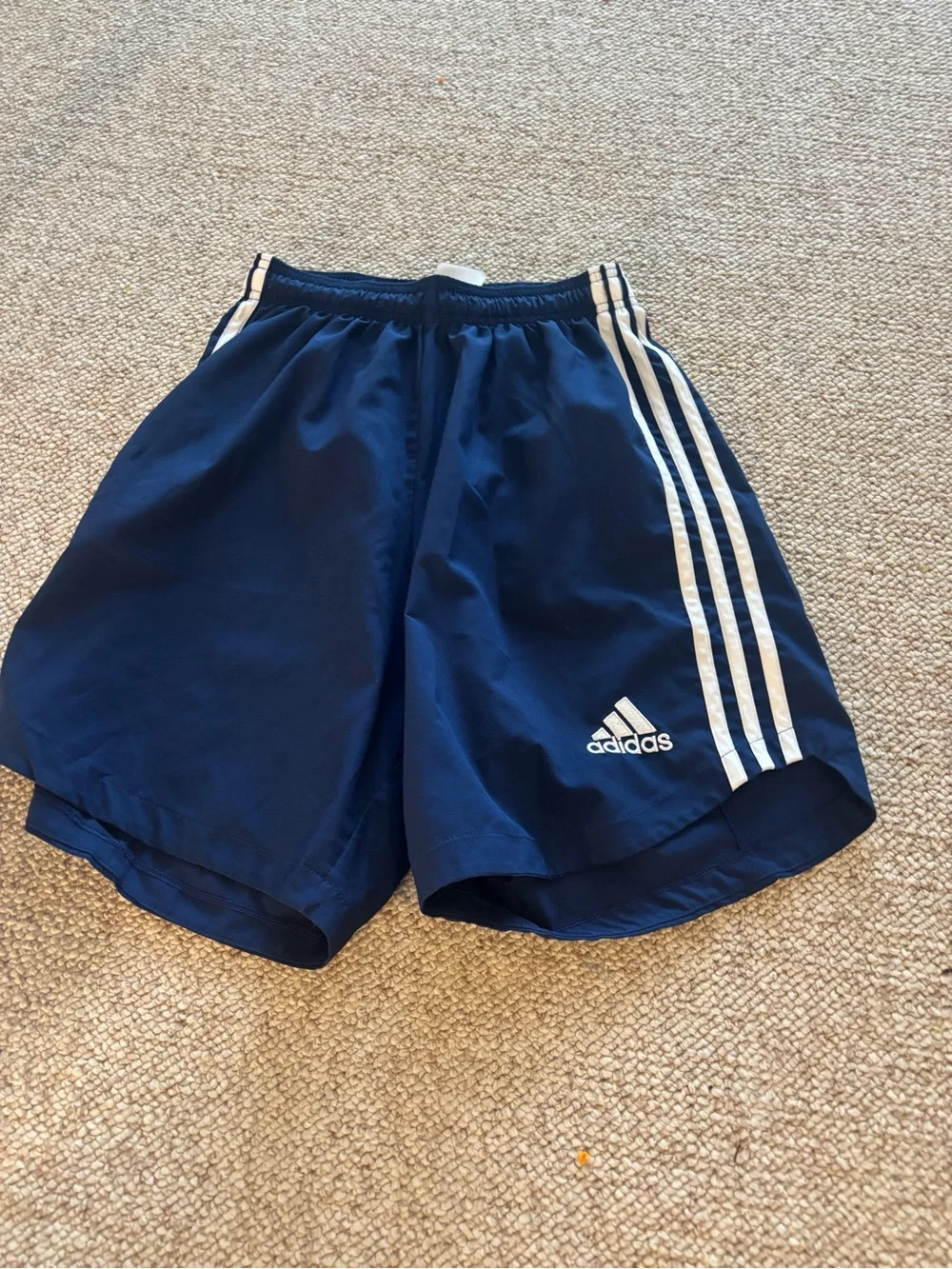 adidas Navy Blue Shorts with White Three-Stripes